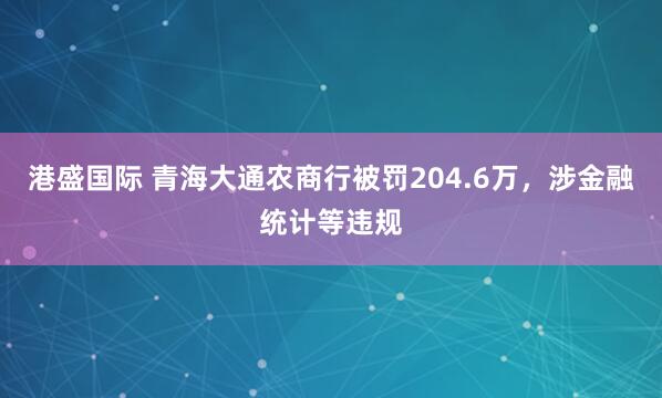 港盛国际 青海大通农商行被罚204.6万,涉金融统计等违规